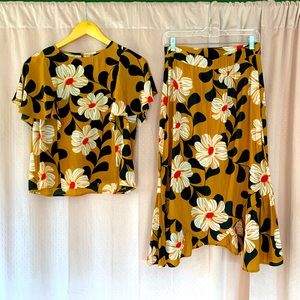 Anthropologie Floral Skirt set Size 4